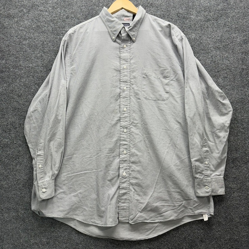 Lands' End Shirt Men's Size 18.5x36 Gray Long Sleeve Oxford Button-Down